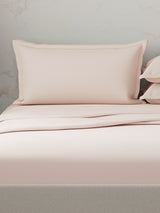 100% Cotton 300 TC | King Dyed Bedsheet with 4 Pillow Covers | Emblem Collection - Pink