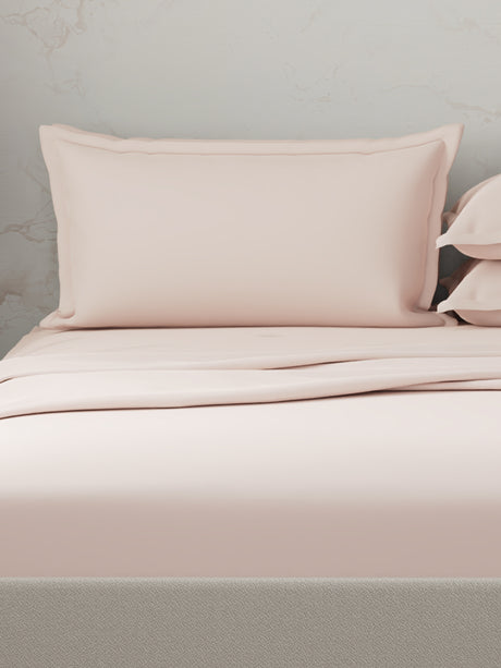 100% Cotton 300 TC | King Dyed Bedsheet with 4 Pillow Covers | Emblem Collection - Pink