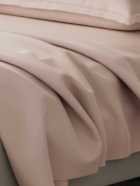 100% Cotton 300 TC | King Dyed Bedsheet with 4 Pillow Covers | Emblem Collection - Pink