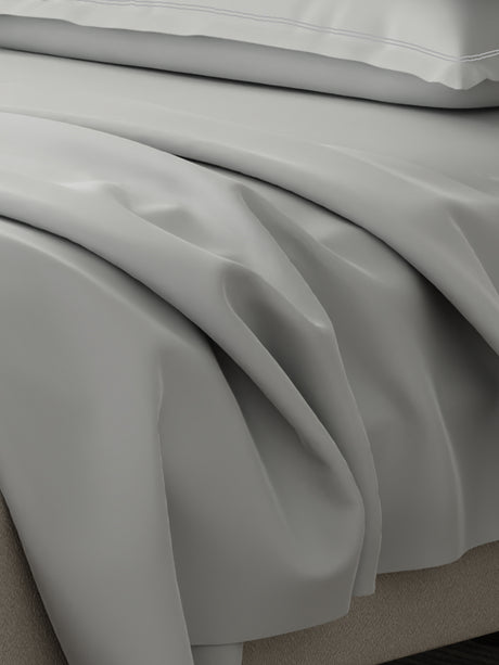 100% Cotton 300 TC | King Dyed Bedsheet with 4 Pillow Covers | Emblem Collection - White