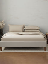 100% Cotton 300 TC | King Dyed Bedsheet with 4 Pillow Covers | Emblem Collection - Beige