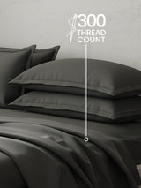 100% Cotton 300 TC | King Dyed Bedsheet with 4 Pillow Covers | Emblem Collection - Grey
