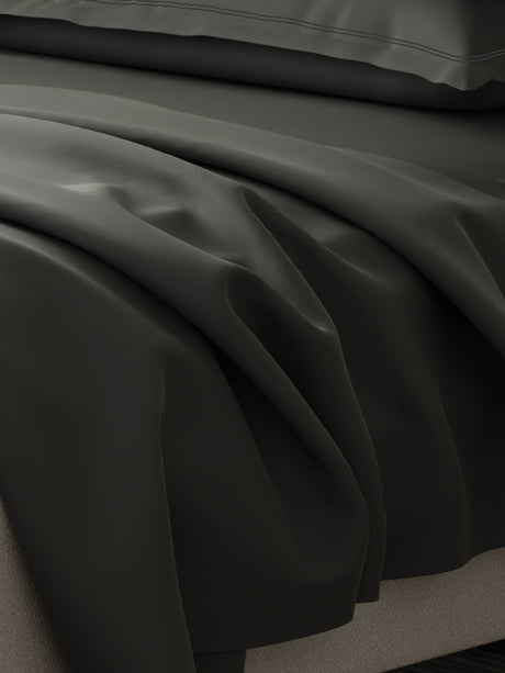 100% Cotton 300 TC | King Dyed Bedsheet with 4 Pillow Covers | Emblem Collection - Grey