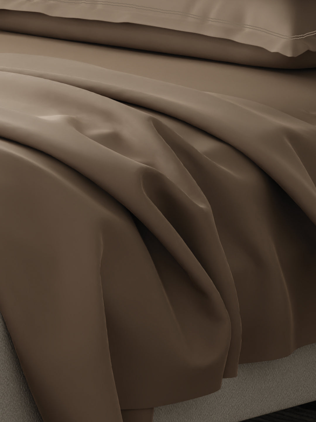 100% Cotton 300 TC | King Dyed Bedsheet with 4 Pillow Covers | Emblem Collection - Brown