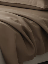 100% Cotton 300 TC | King Dyed Bedsheet with 4 Pillow Covers | Emblem Collection - Brown