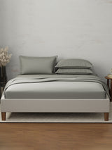 100% Cotton 300 TC | King Dyed Bedsheet with 4 Pillow Covers | Emblem Collection - Grey