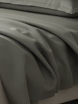100% Cotton 300 TC | King Dyed Bedsheet with 4 Pillow Covers | Emblem Collection - Grey