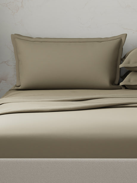 100% Cotton 300 TC | King Dyed Bedsheet with 4 Pillow Covers | Emblem Collection - Green