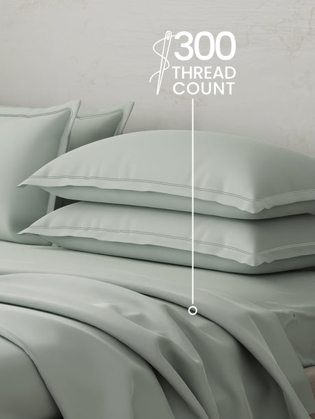 100% Cotton 300 TC | King Dyed Bedsheet with 4 Pillow Covers | Emblem Collection - Grey