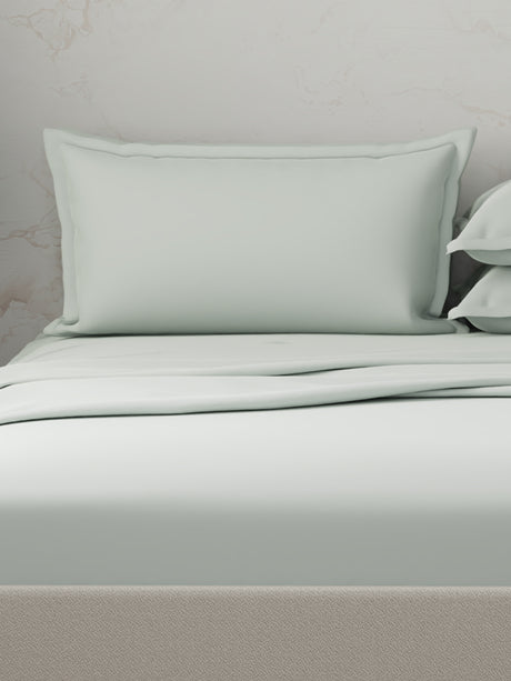 100% Cotton 300 TC | King Dyed Bedsheet with 4 Pillow Covers | Emblem Collection - Grey