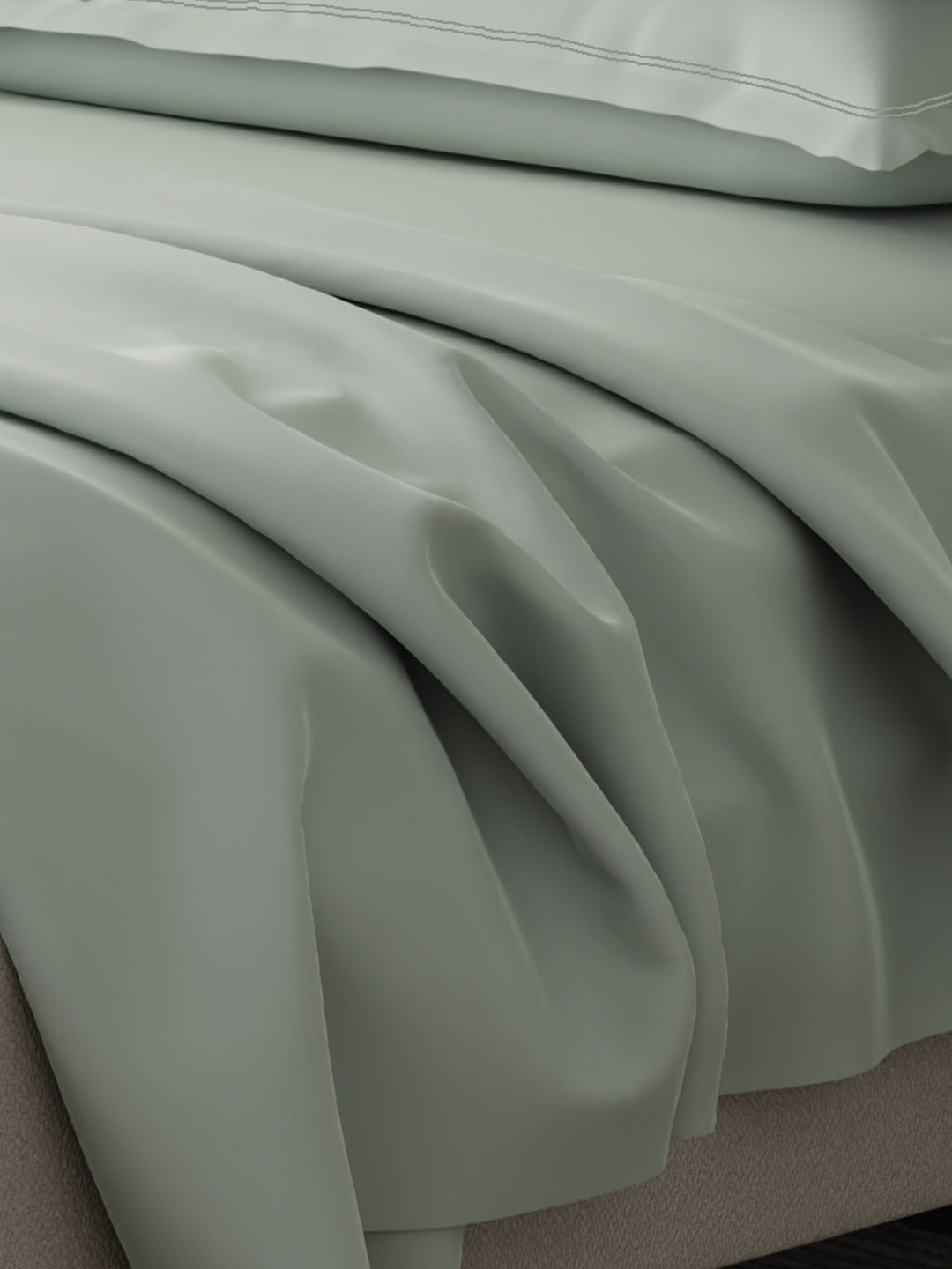 100% Cotton 300 TC | King Dyed Bedsheet with 4 Pillow Covers | Emblem Collection - Grey
