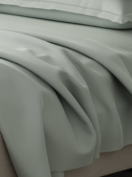 100% Cotton 300 TC | King Dyed Bedsheet with 4 Pillow Covers | Emblem Collection - Grey