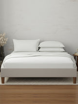 100% Cotton 300 TC | King Dyed Bedsheet with 4 Pillow Covers | Emblem Collection - White