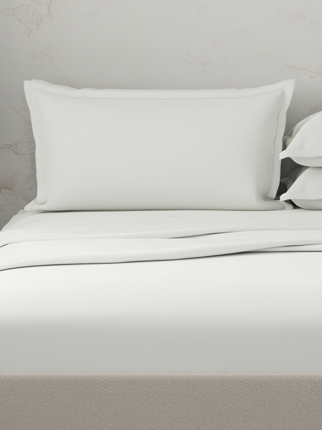 100% Cotton 300 TC | King Dyed Bedsheet with 4 Pillow Covers | Emblem Collection - White