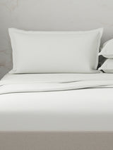 100% Cotton 300 TC | King Dyed Bedsheet with 4 Pillow Covers | Emblem Collection - White