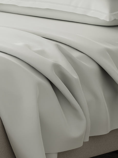 100% Cotton 300 TC | King Dyed Bedsheet with 4 Pillow Covers | Emblem Collection - White