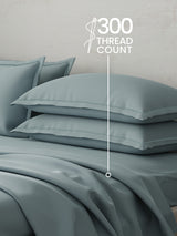 100% Cotton 300 TC | King Dyed Bedsheet with 4 Pillow Covers | Emblem Collection - Blue